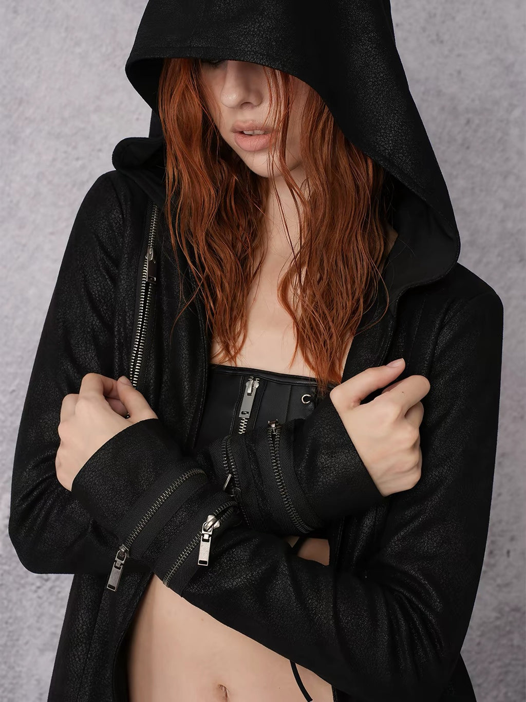 ASYMMETRIC ZIP HOODED JACKET