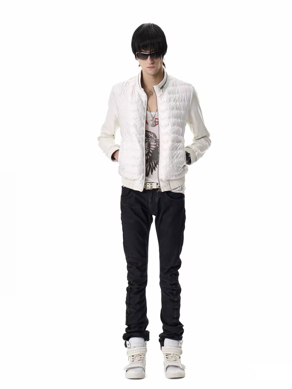 SHIRRED PANEL BOMBER JACKET