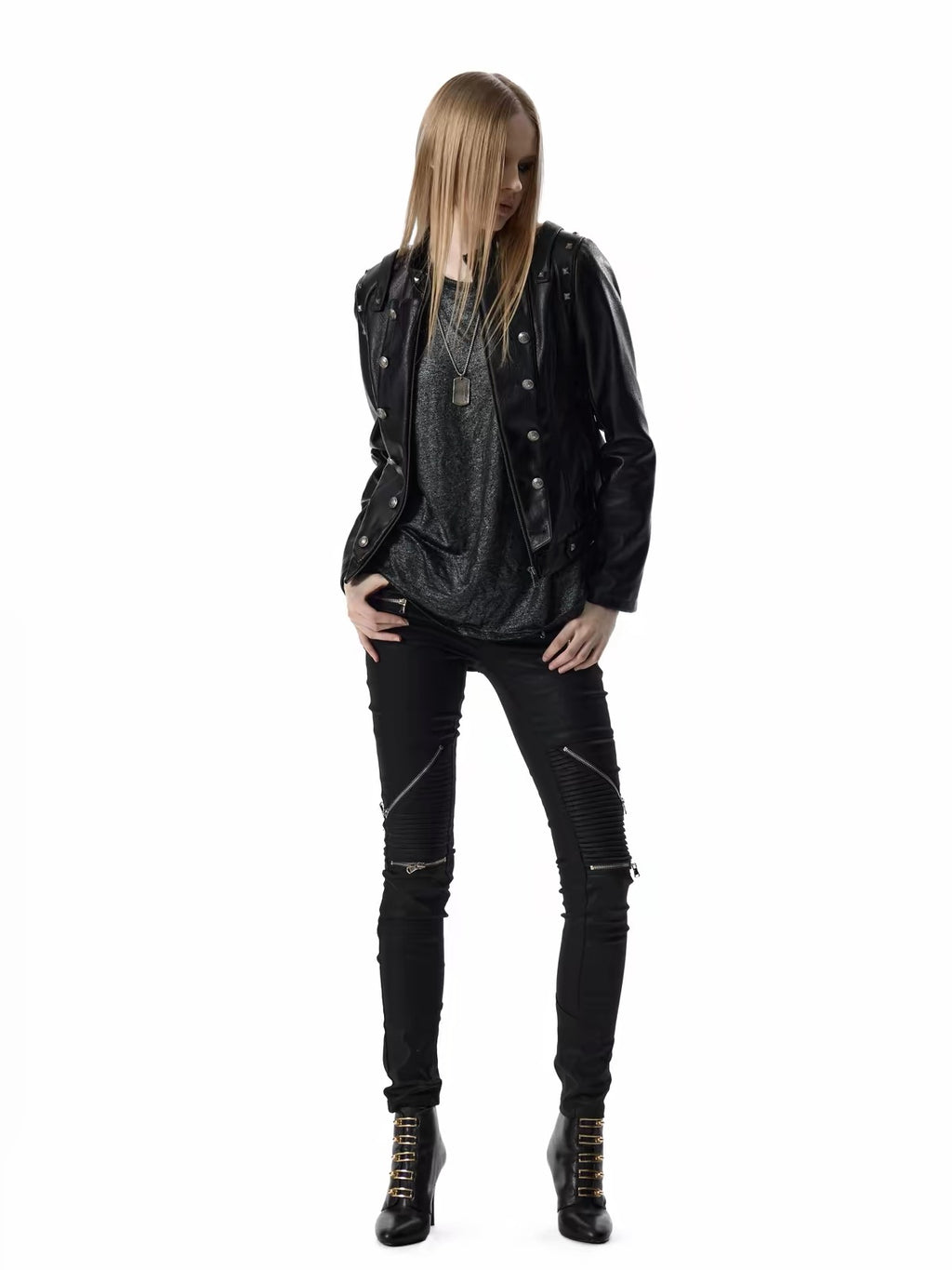 MILITARY DOUBLE-BREASTED LEATHER JACKET