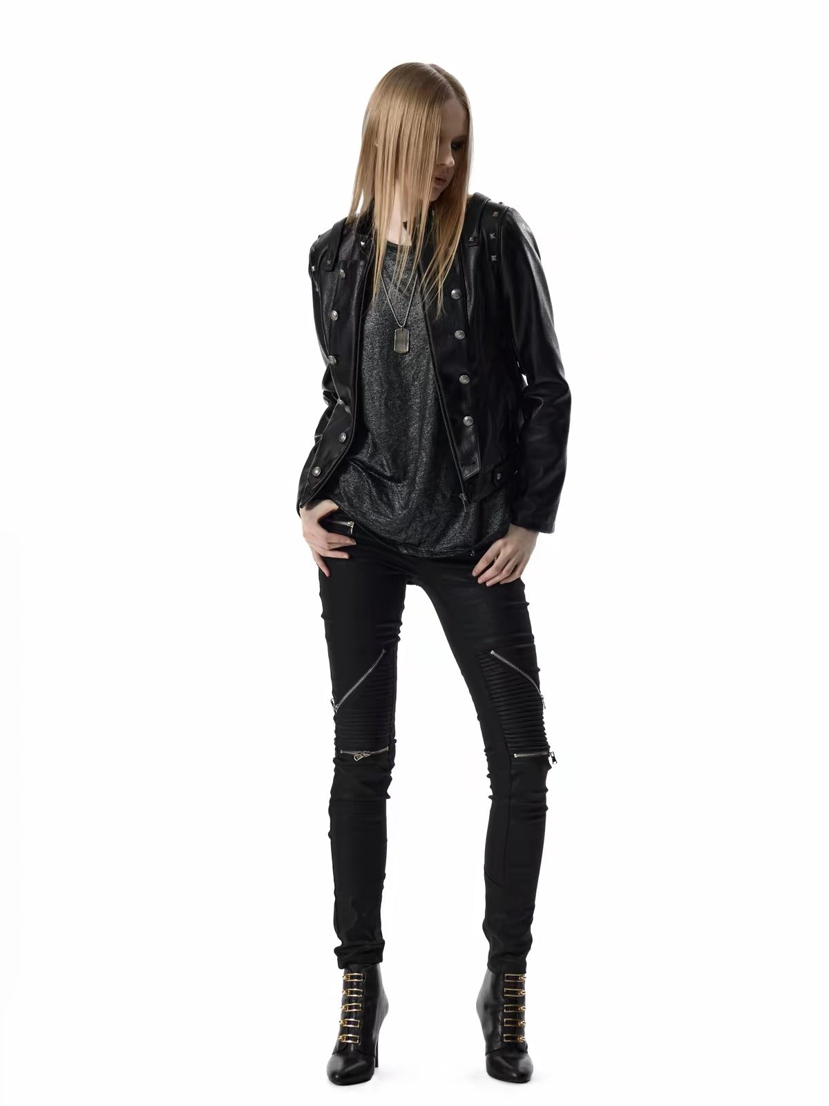 MILITARY DOUBLE-BREASTED LEATHER JACKET