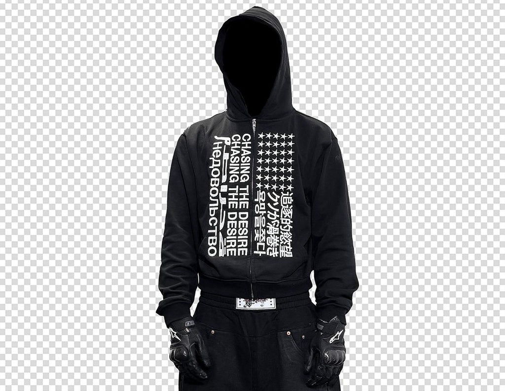 CHASING ZIP HOODIE [BLACK]
