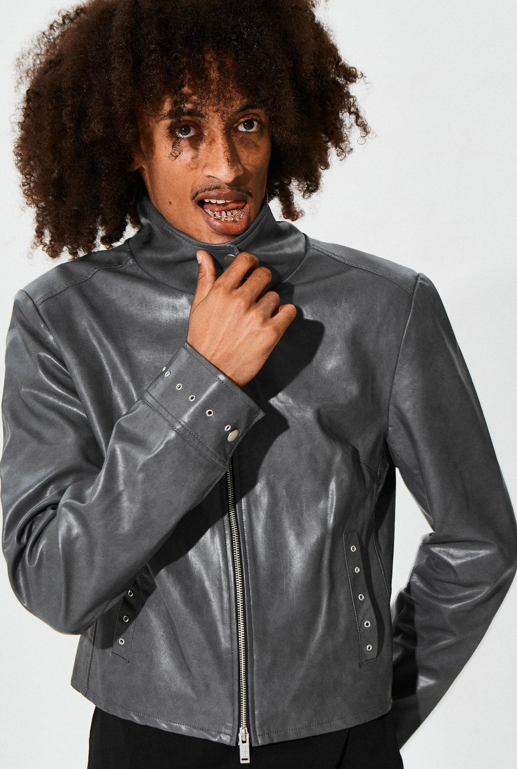 HIGH COLLAR BIKER JACKET
