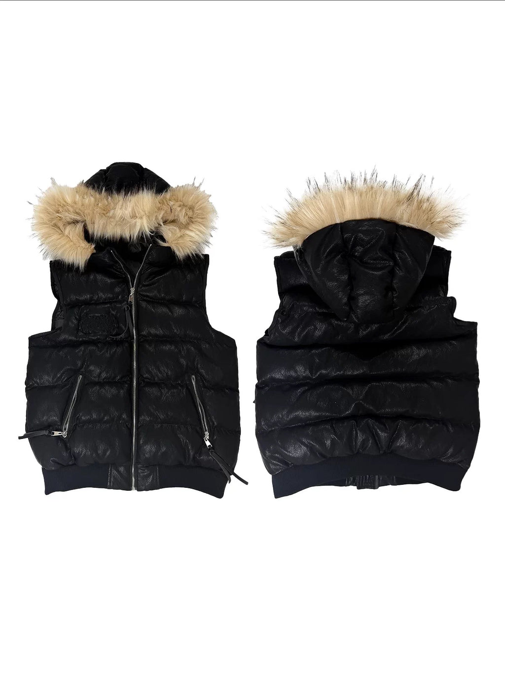 FUR HOODED PUFFER VEST