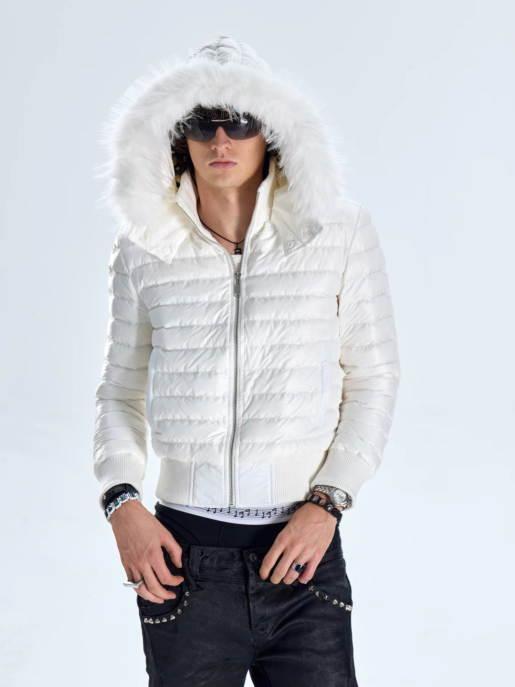 FUR HOODED QUILTED JACKET