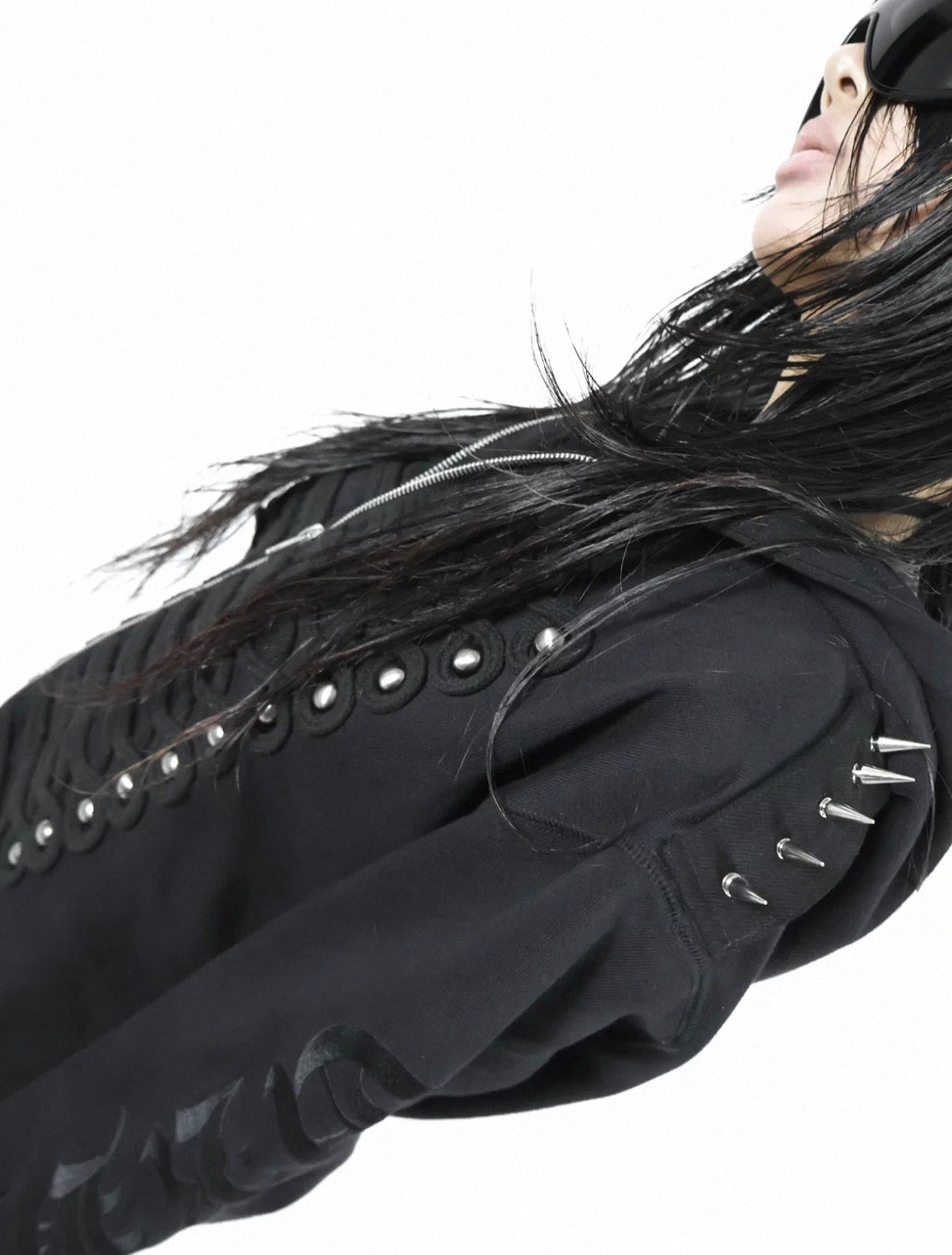 SPIKED MILITARY ZIP HOODIE