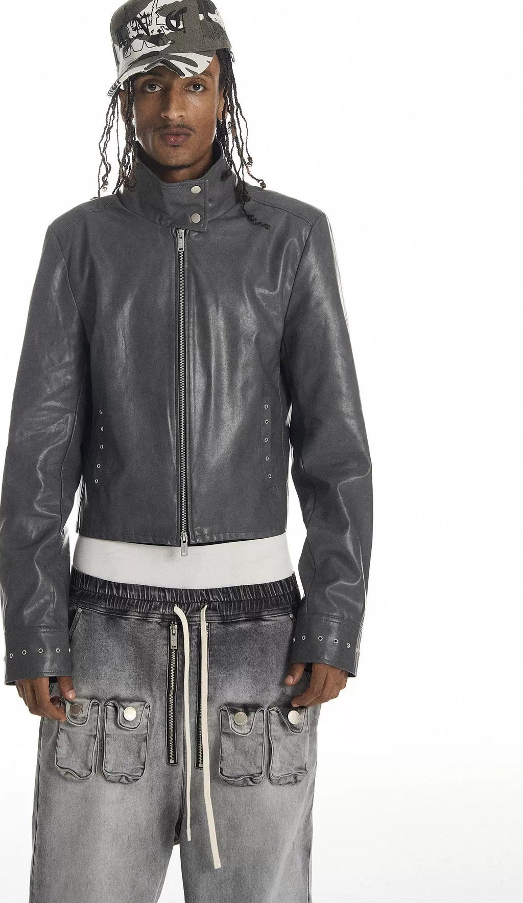HIGH COLLAR BIKER JACKET
