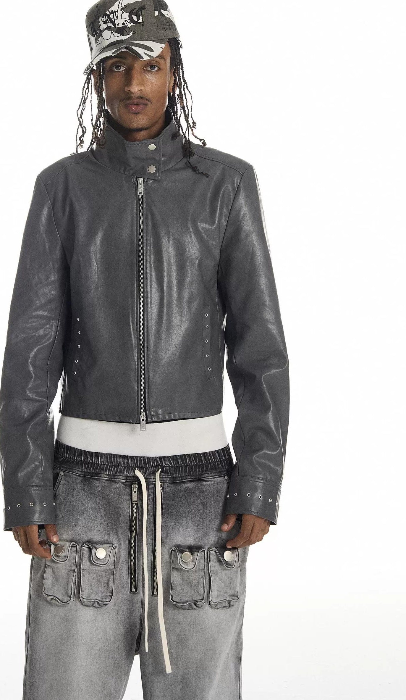 HIGH COLLAR BIKER JACKET