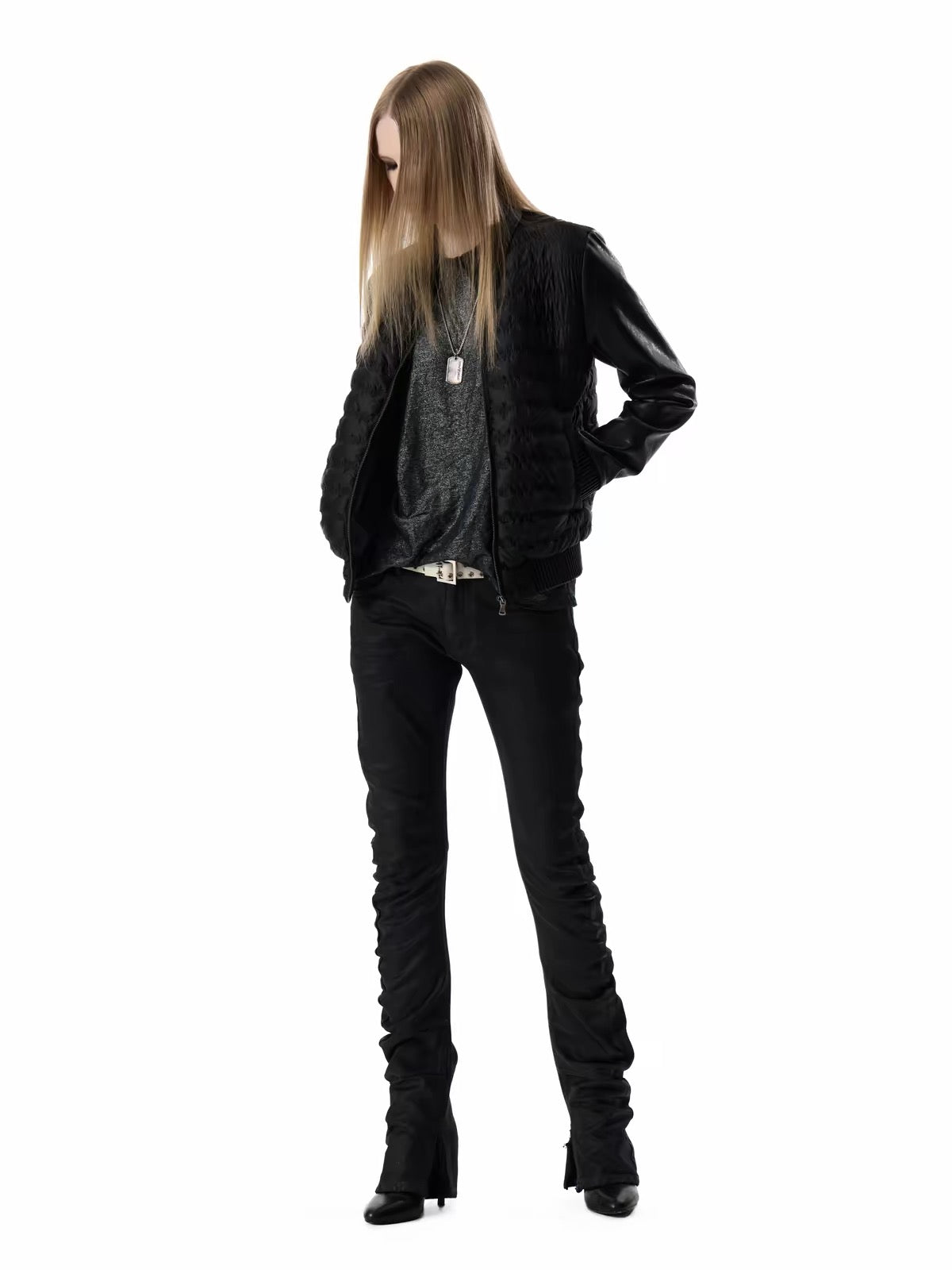 SHIRRED PANEL BOMBER JACKET