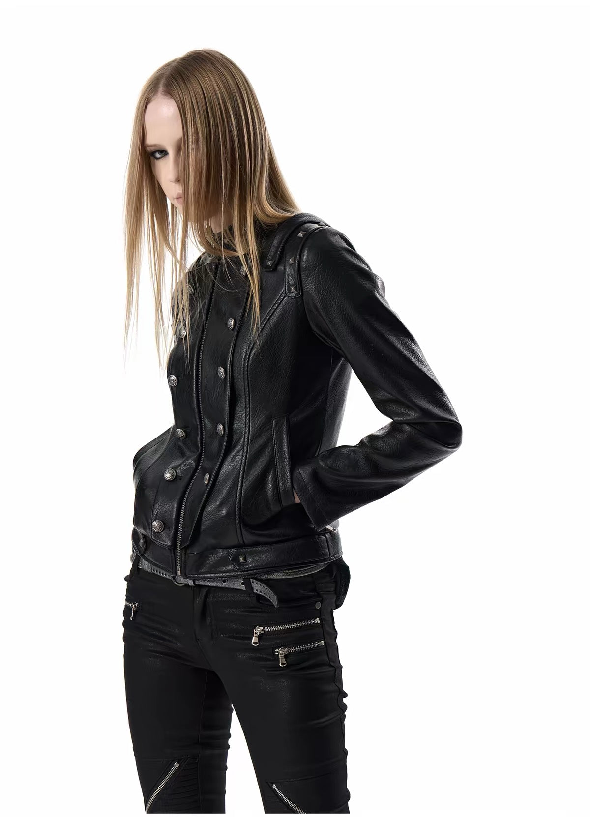 MILITARY DOUBLE-BREASTED LEATHER JACKET