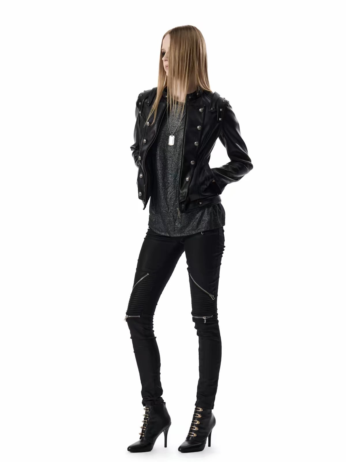 MILITARY DOUBLE-BREASTED LEATHER JACKET