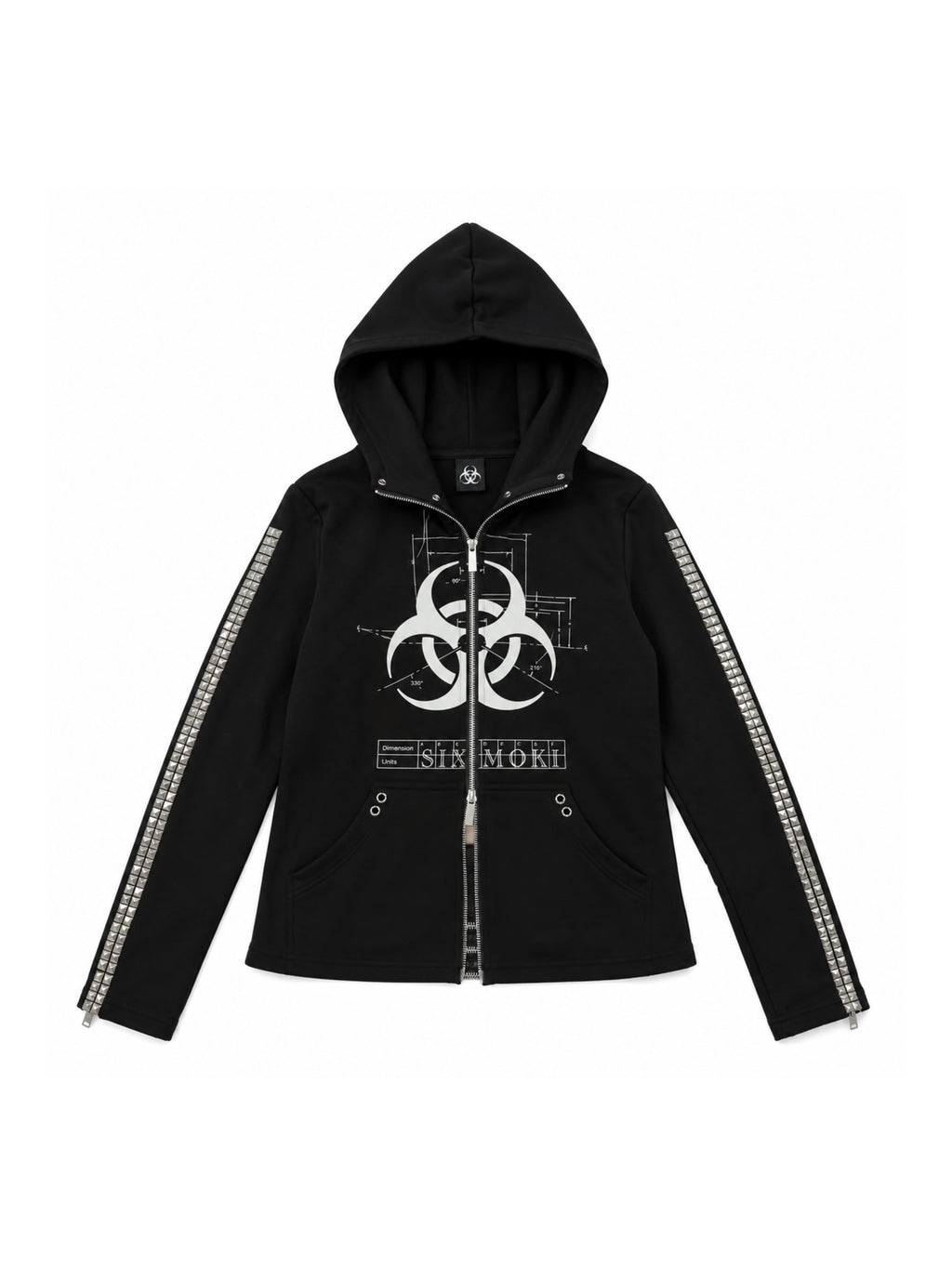 BIOHAZARD STUDDED ZIP HOODIE