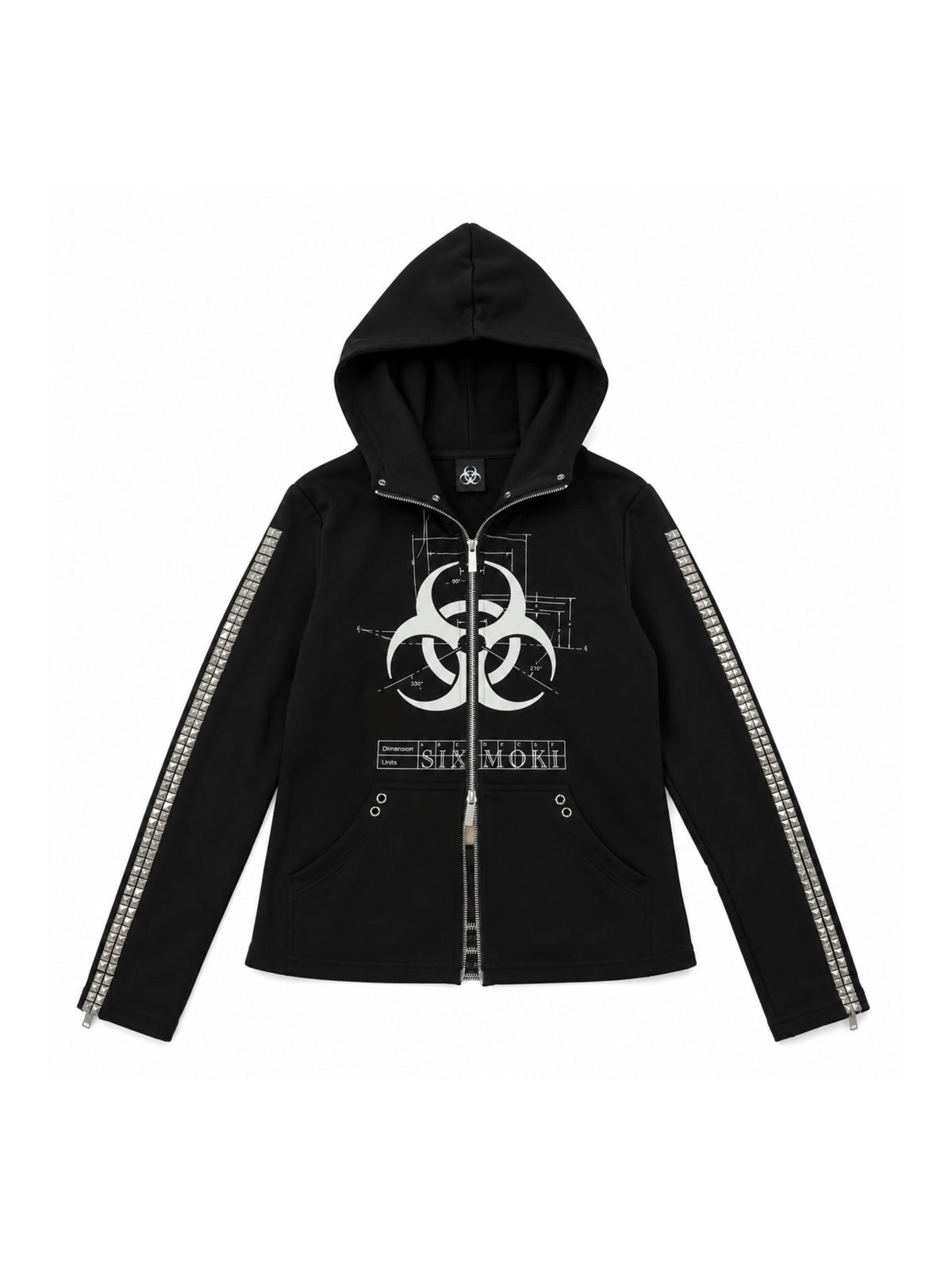 BIOHAZARD STUDDED ZIP HOODIE