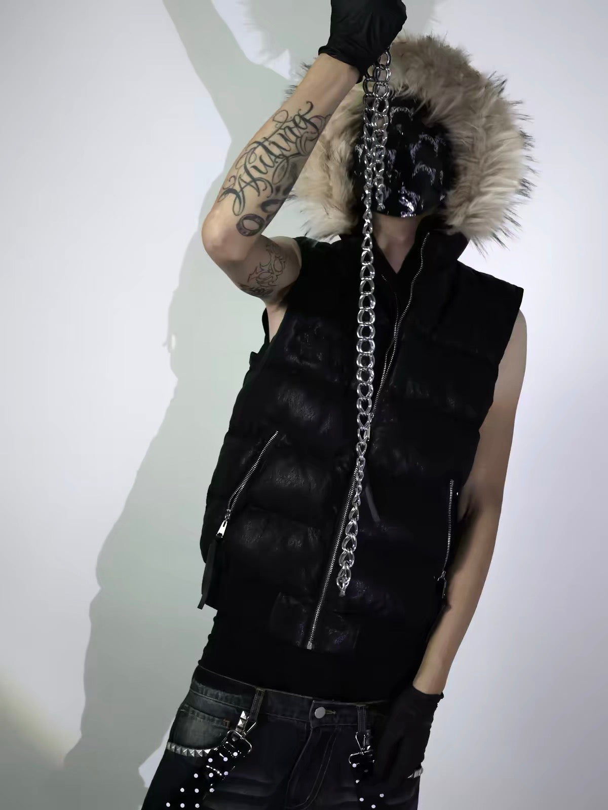 FUR HOODED PUFFER VEST
