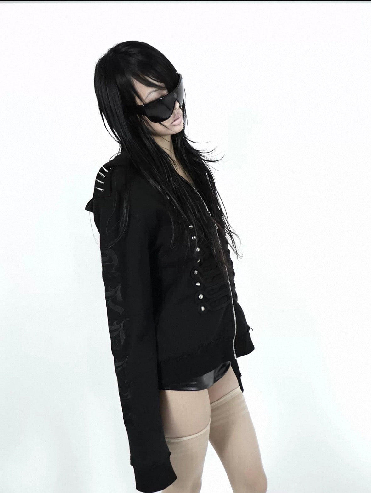 SPIKED MILITARY ZIP HOODIE