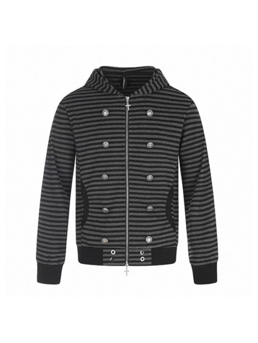 STRIPED DOUBLE-BREASTED HOODIE