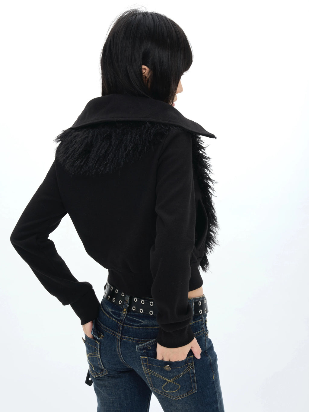 SPLICED FUR TURTLENECK JACKET