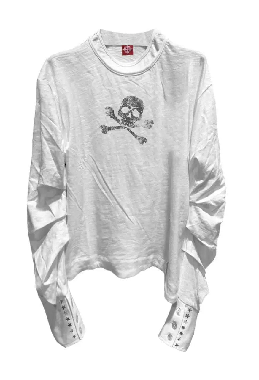 SKULL CROSSBONES PLEATED SHIRT