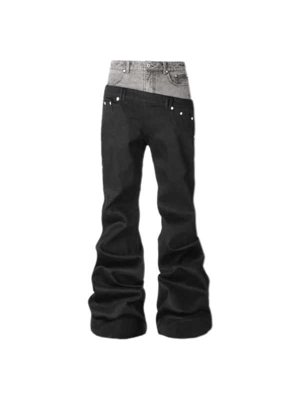 HIGH-FASHION WAXED BOOTCUT PANTS