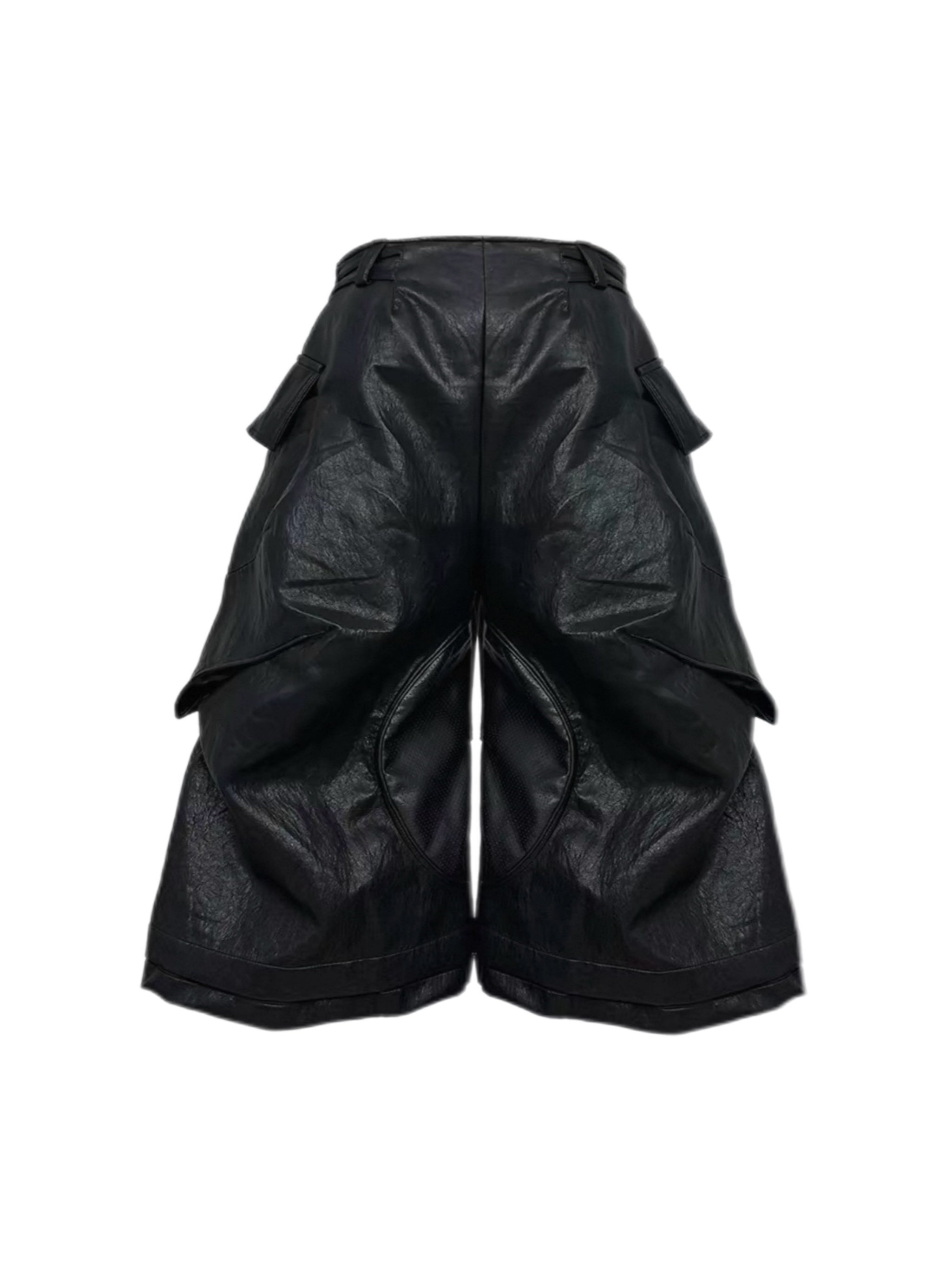 DECONSTRUCTED LEATHER SHORTS