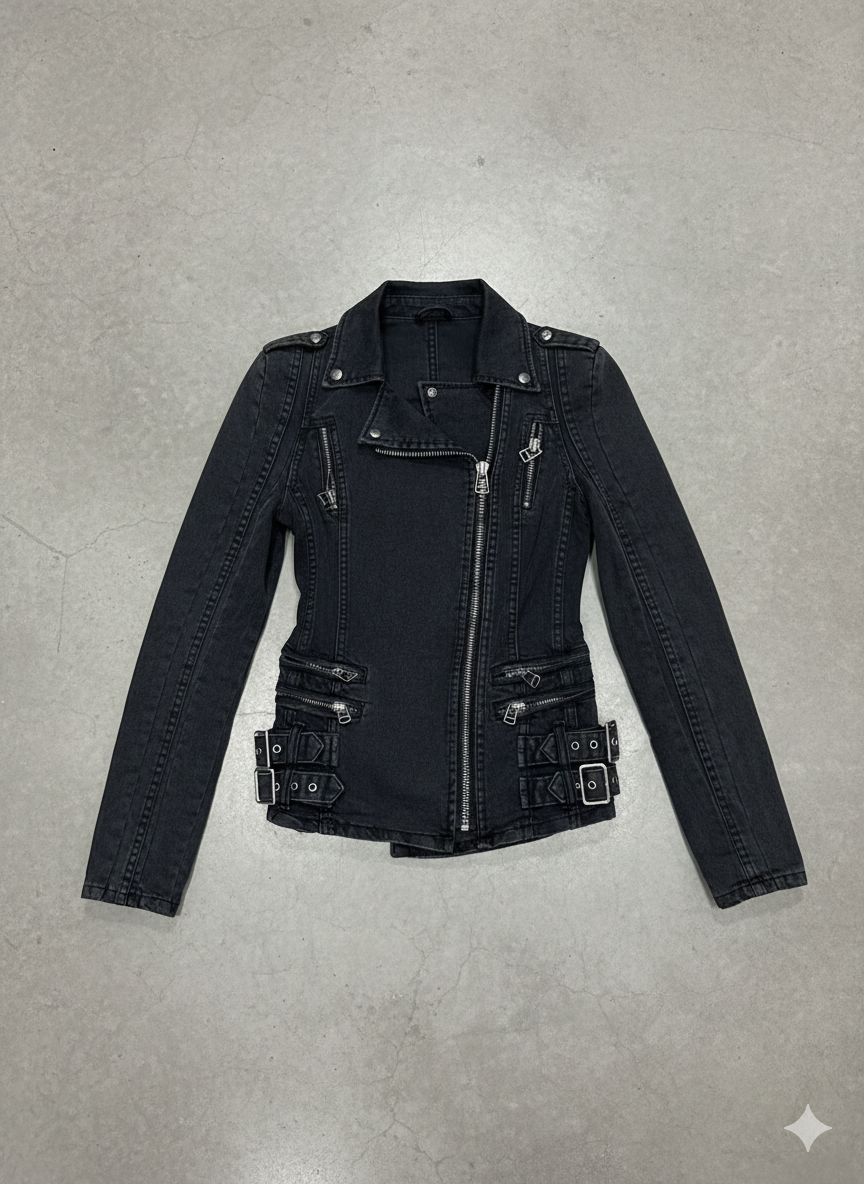 VINTAGE BIKER DENIM JACKET