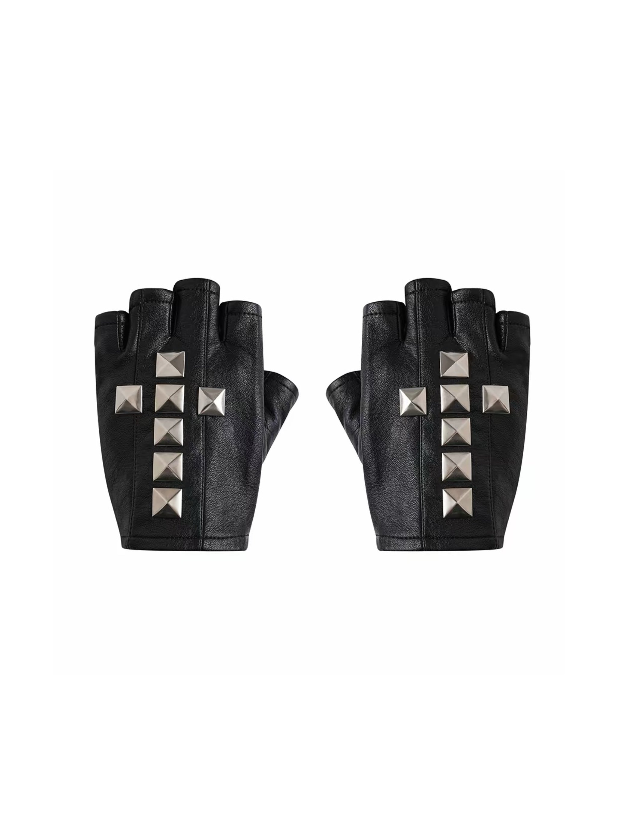 STUDDED FINGERLESS GLOVES