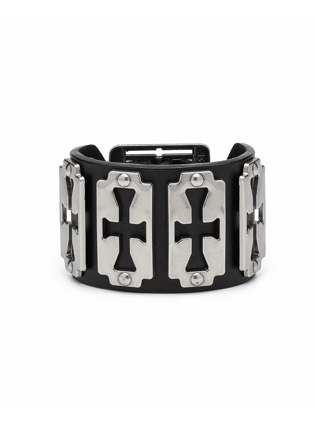 METAL CROSS LEATHER BRACELET