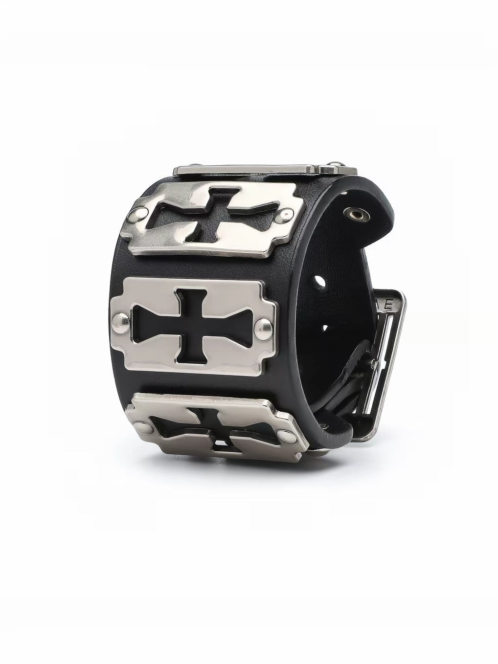 METAL CROSS LEATHER BRACELET