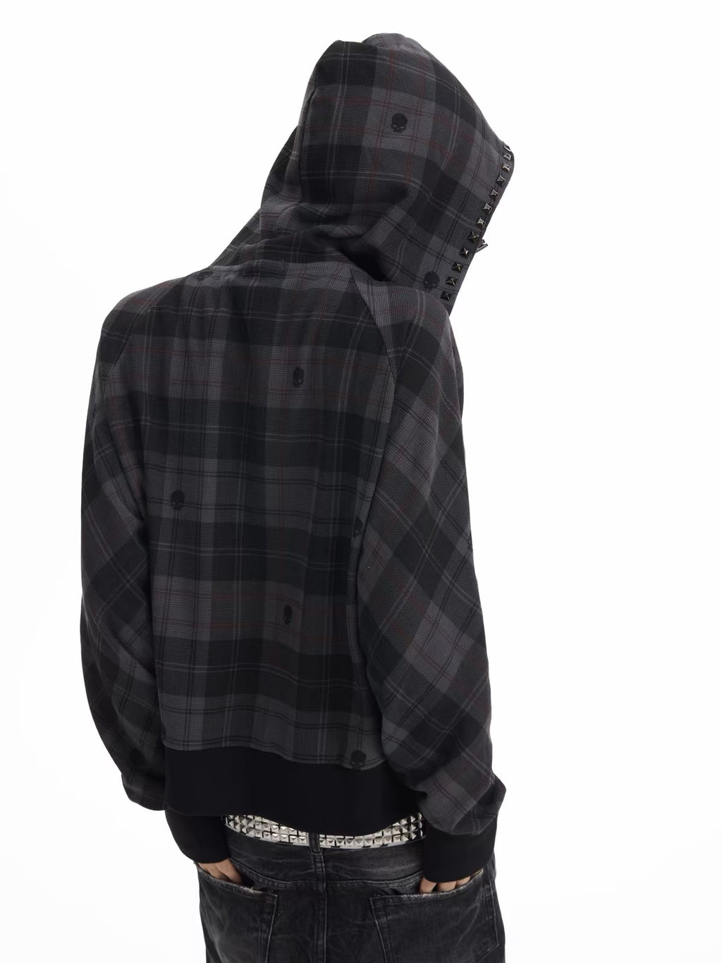 SKULL CHECKERED OVERSIZED HOODIE
