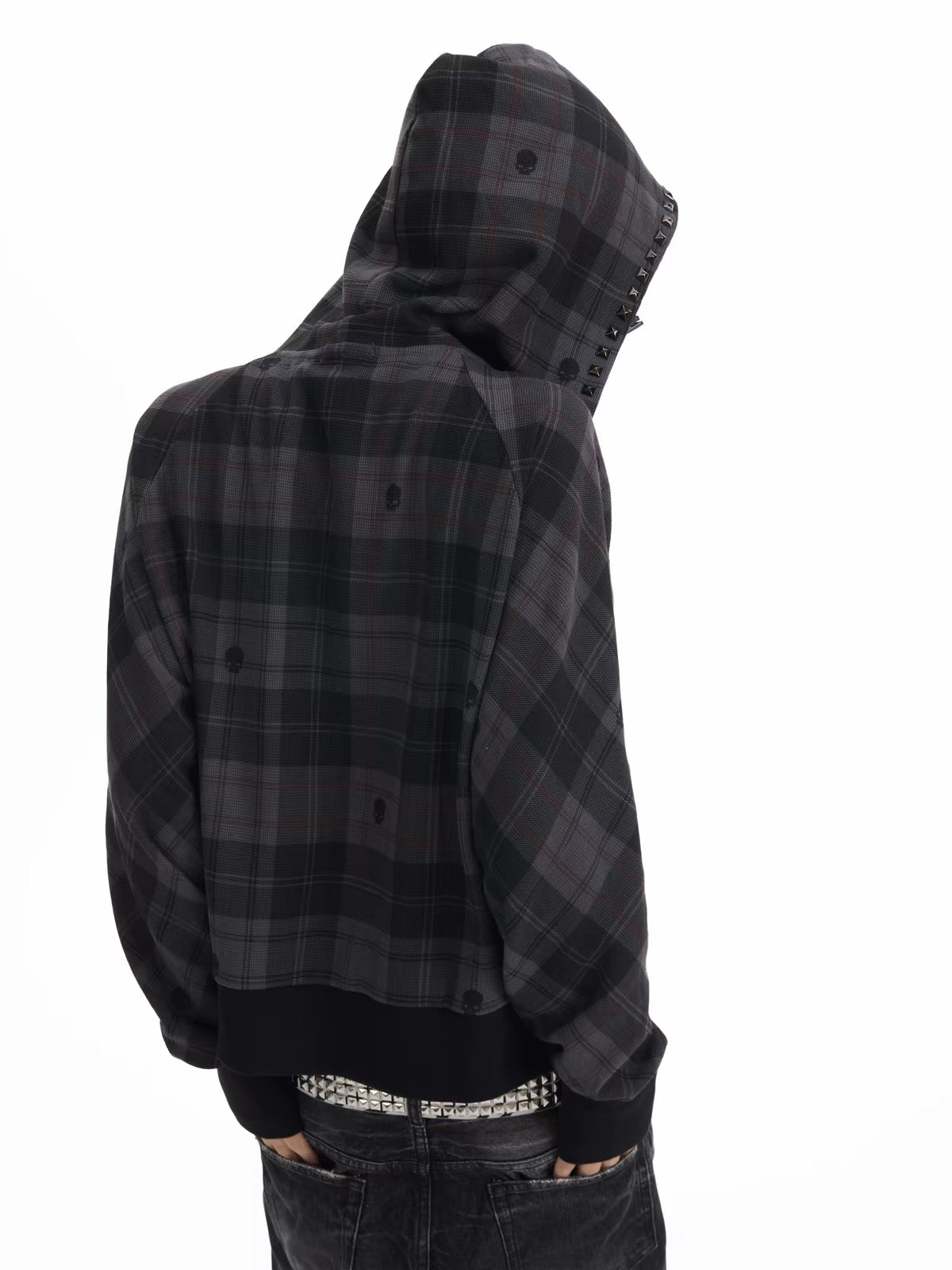 SKULL CHECKERED OVERSIZED HOODIE