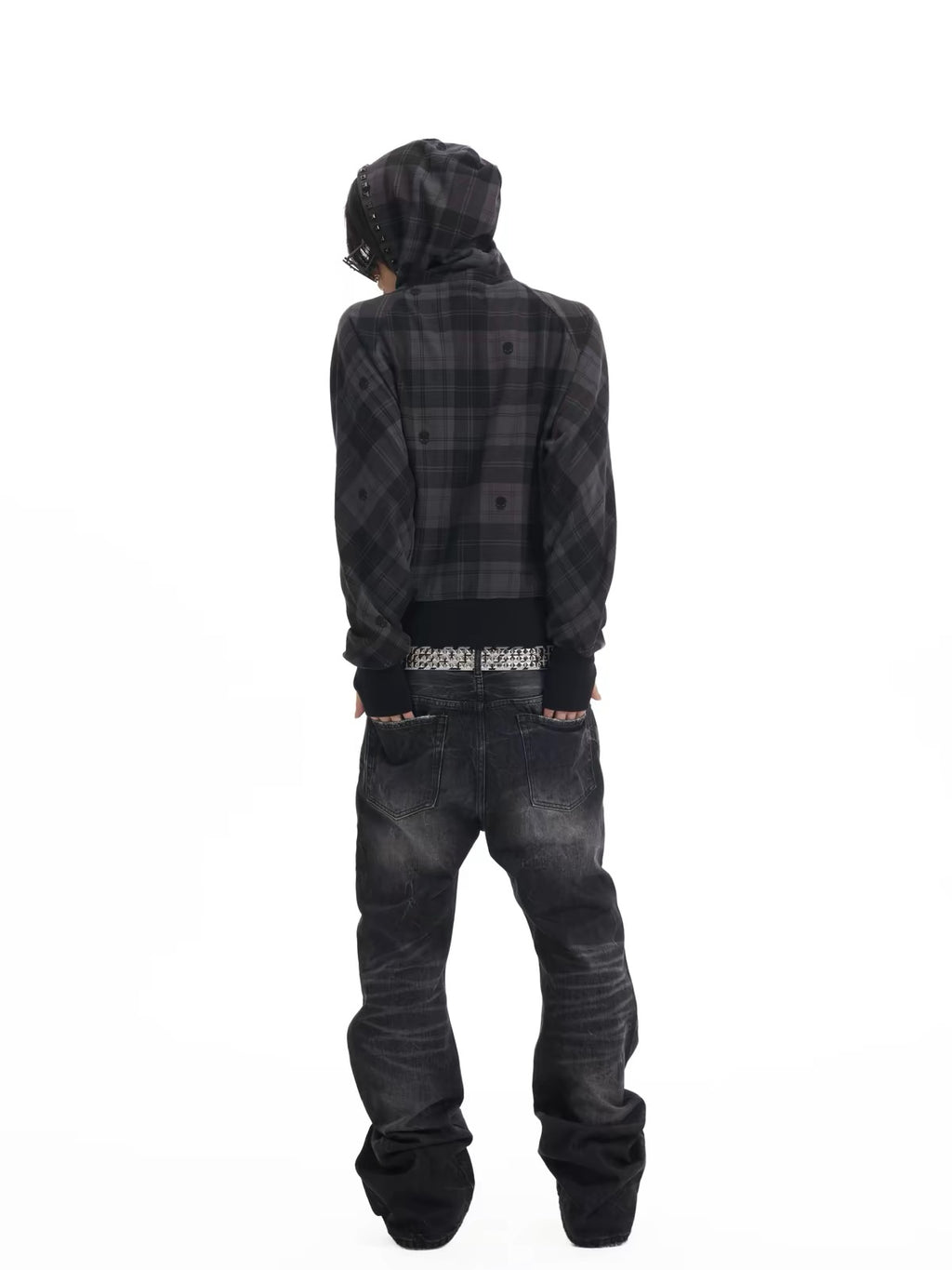 SKULL CHECKERED OVERSIZED HOODIE
