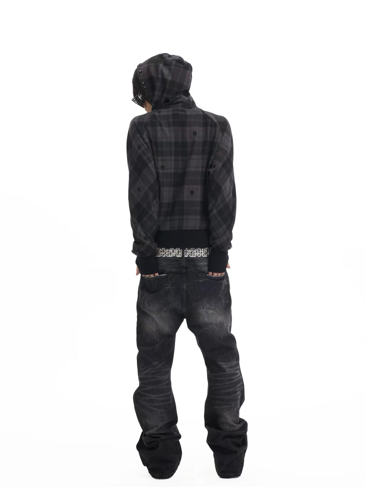 SKULL CHECKERED OVERSIZED HOODIE