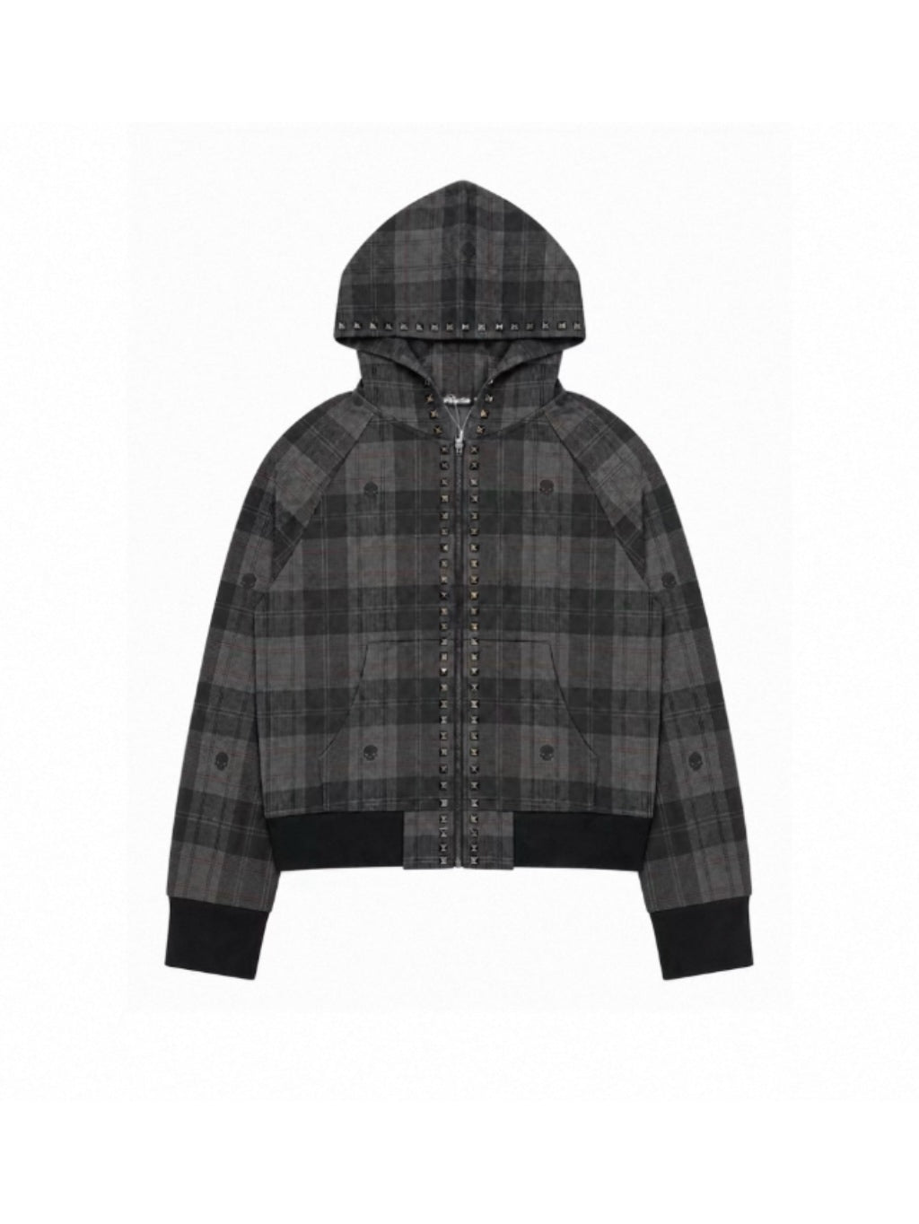 SKULL CHECKERED OVERSIZED HOODIE