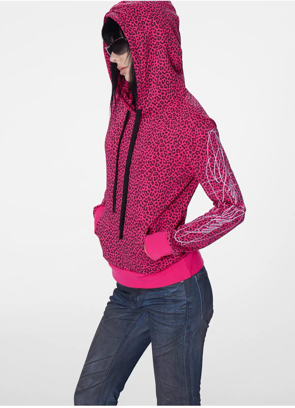 ROSE PINK LEOPARD PRINT HOODIE