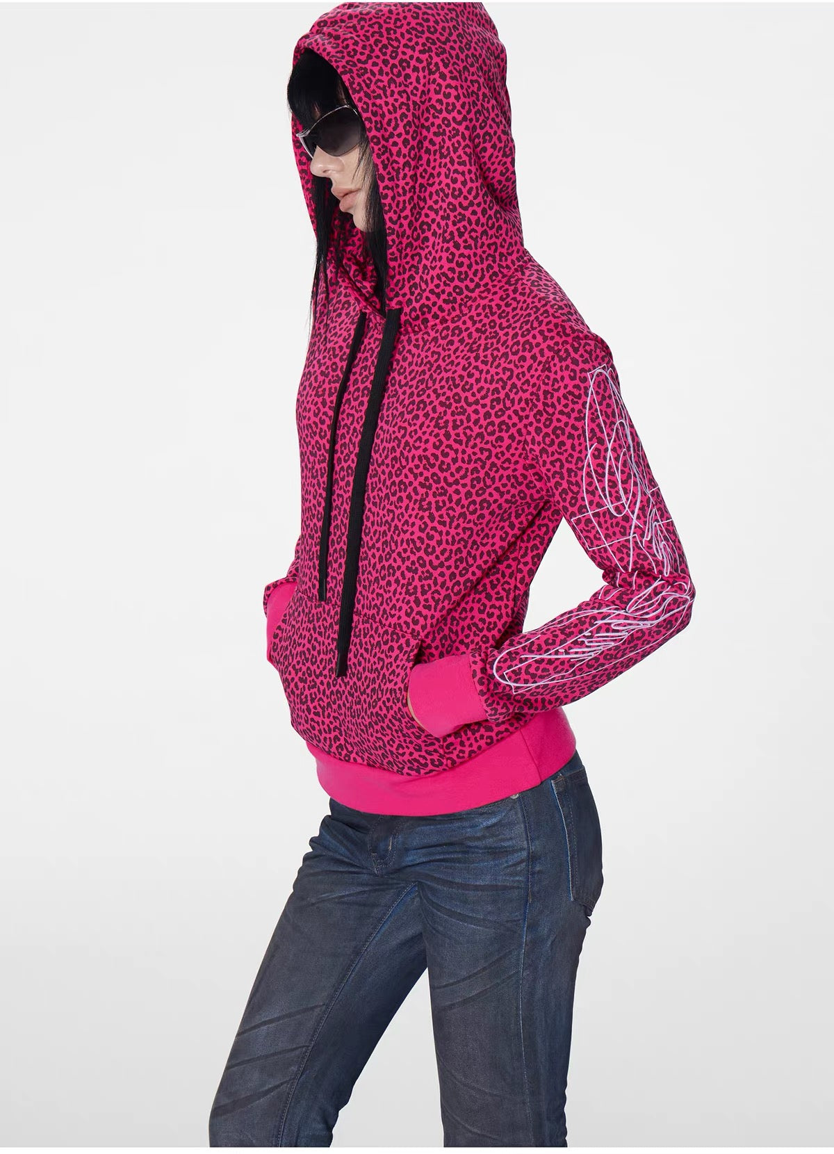 ROSE PINK LEOPARD PRINT HOODIE