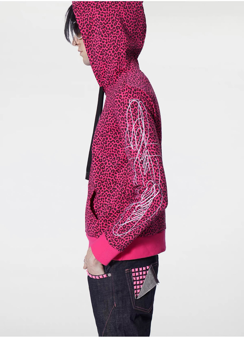 ROSE PINK LEOPARD PRINT HOODIE