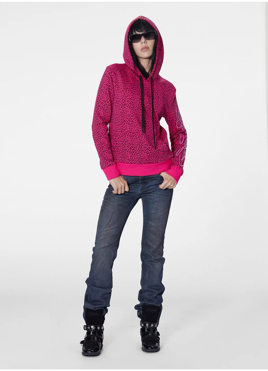 ROSE PINK LEOPARD PRINT HOODIE