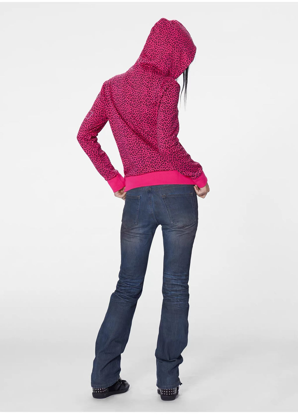 ROSE PINK LEOPARD PRINT HOODIE