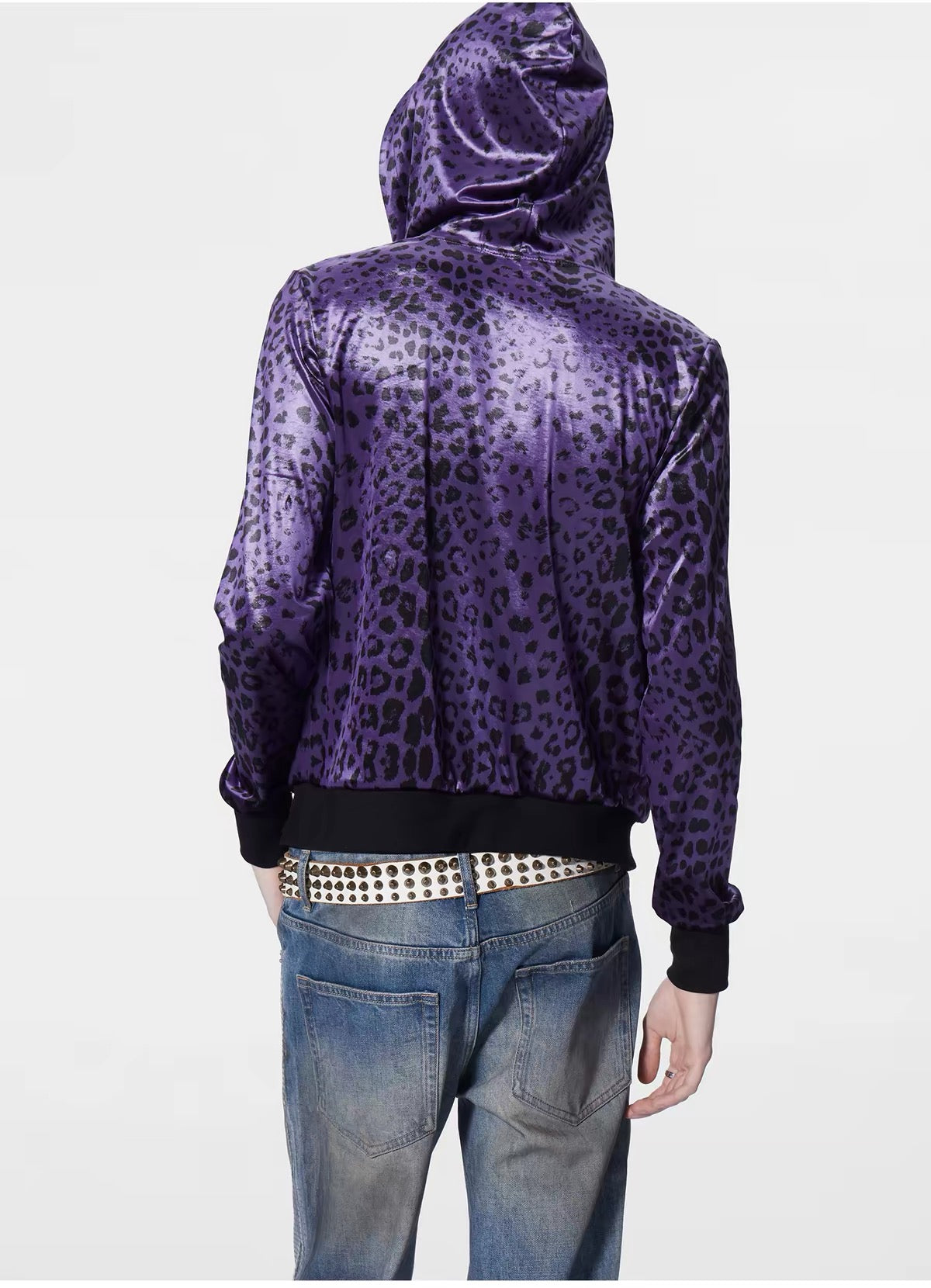 LEOPARD-PRINT RHINESTONE HOODIE