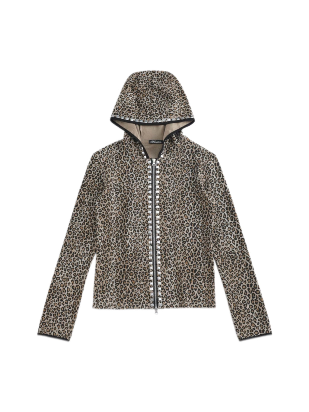 LEOPARD STUD ZIP HOODIE