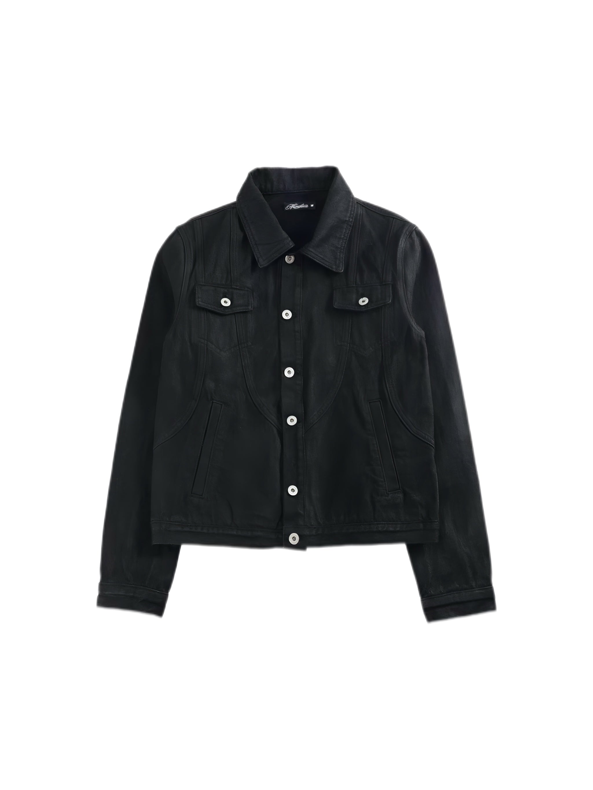 BRUSHED WAXED CROPPED DENIM JACKET