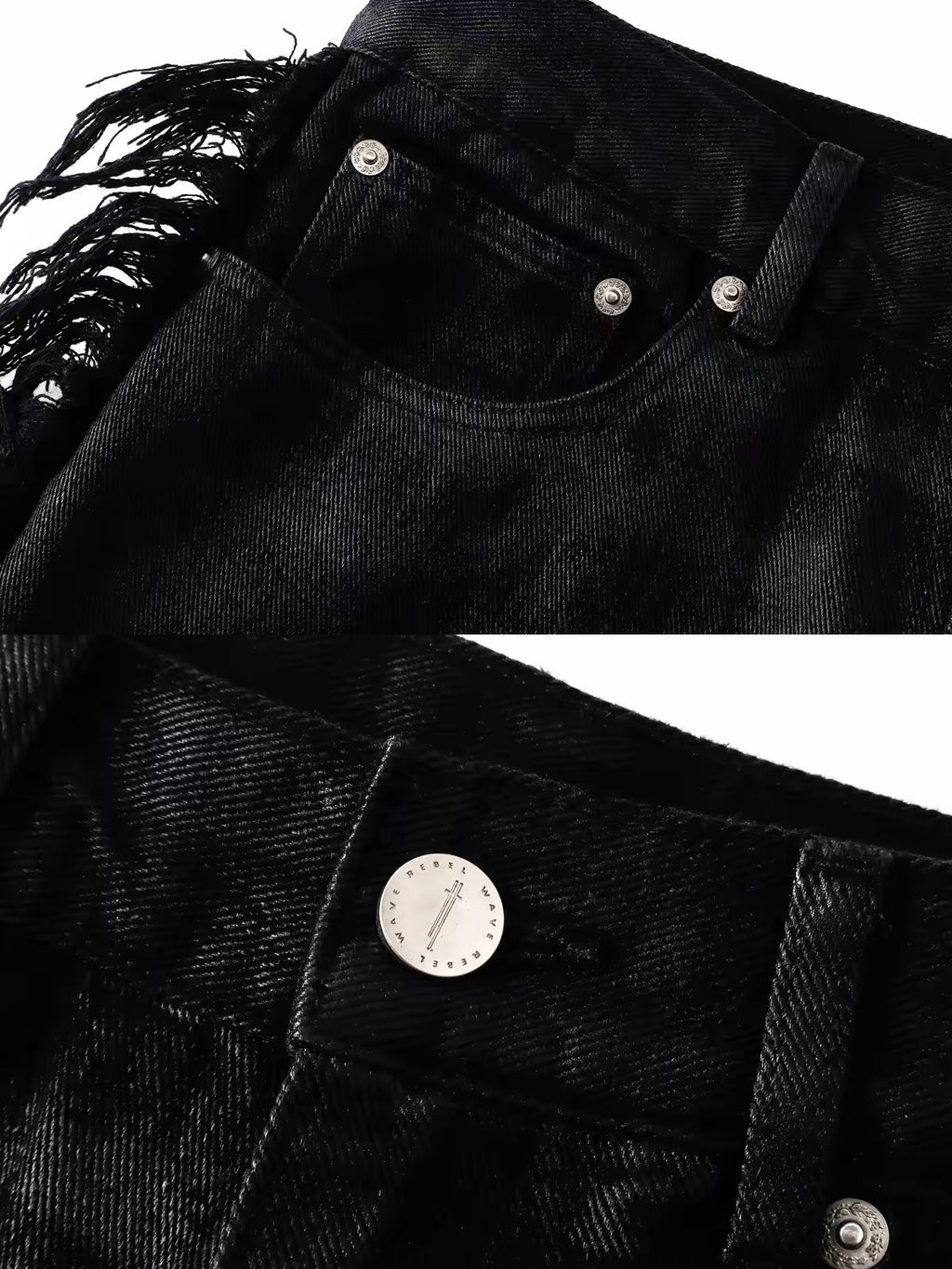 DISTRESSED FRINGE FLARE JEANS