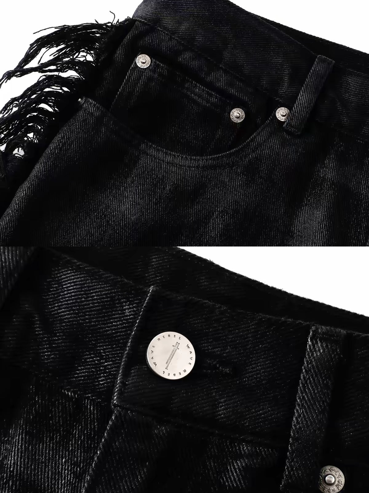 DISTRESSED FRINGE FLARE JEANS