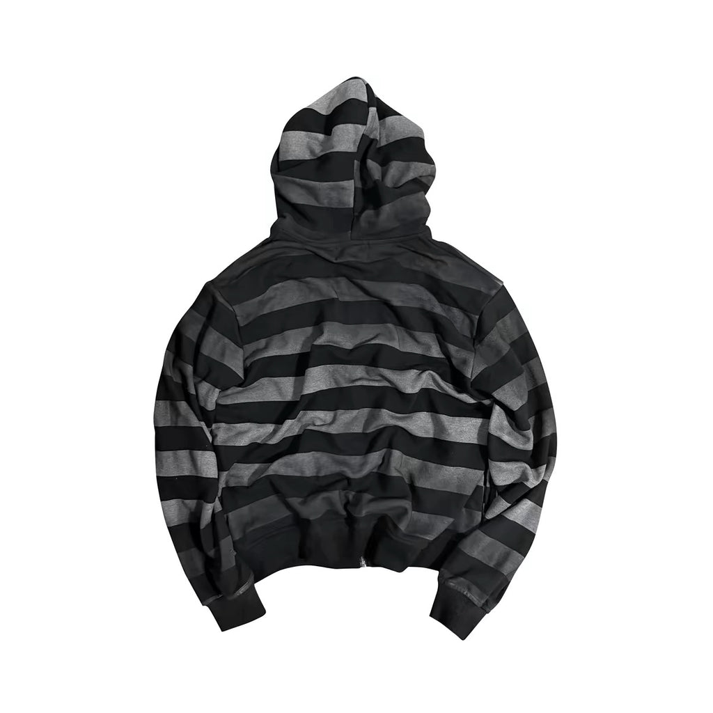 WASHED STRIPE ZIP HOODIE
