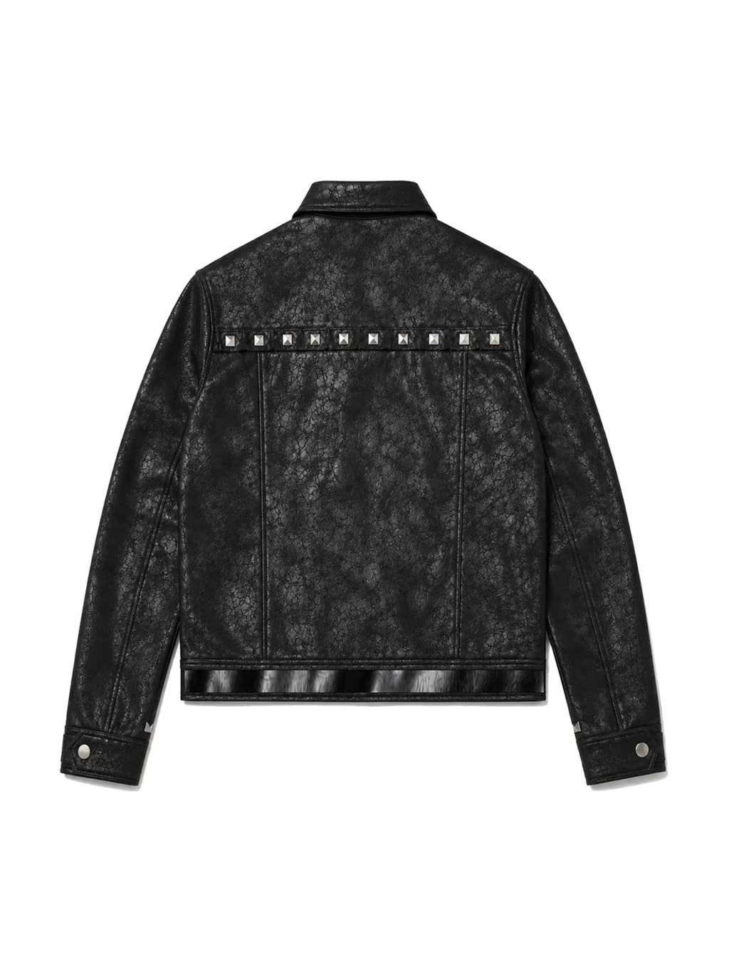 STUDDED CRACKED LEATHER JACKET