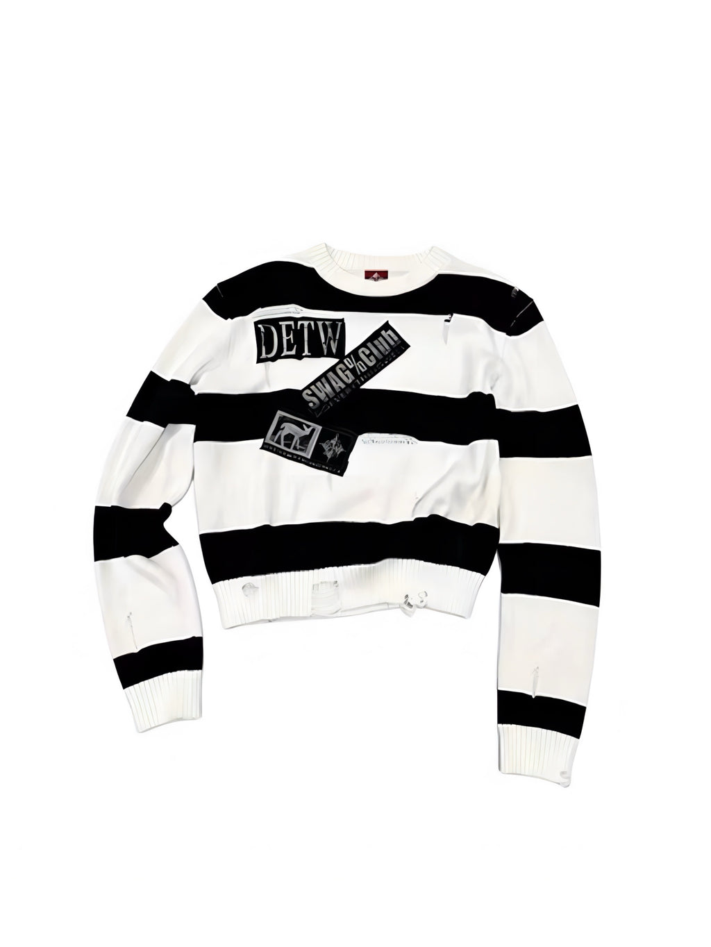 PATCHED STRIPE KNIT SWEATER