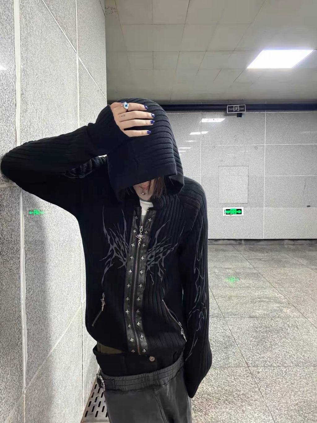 TRIBAL WING RIBBED HOODIE
