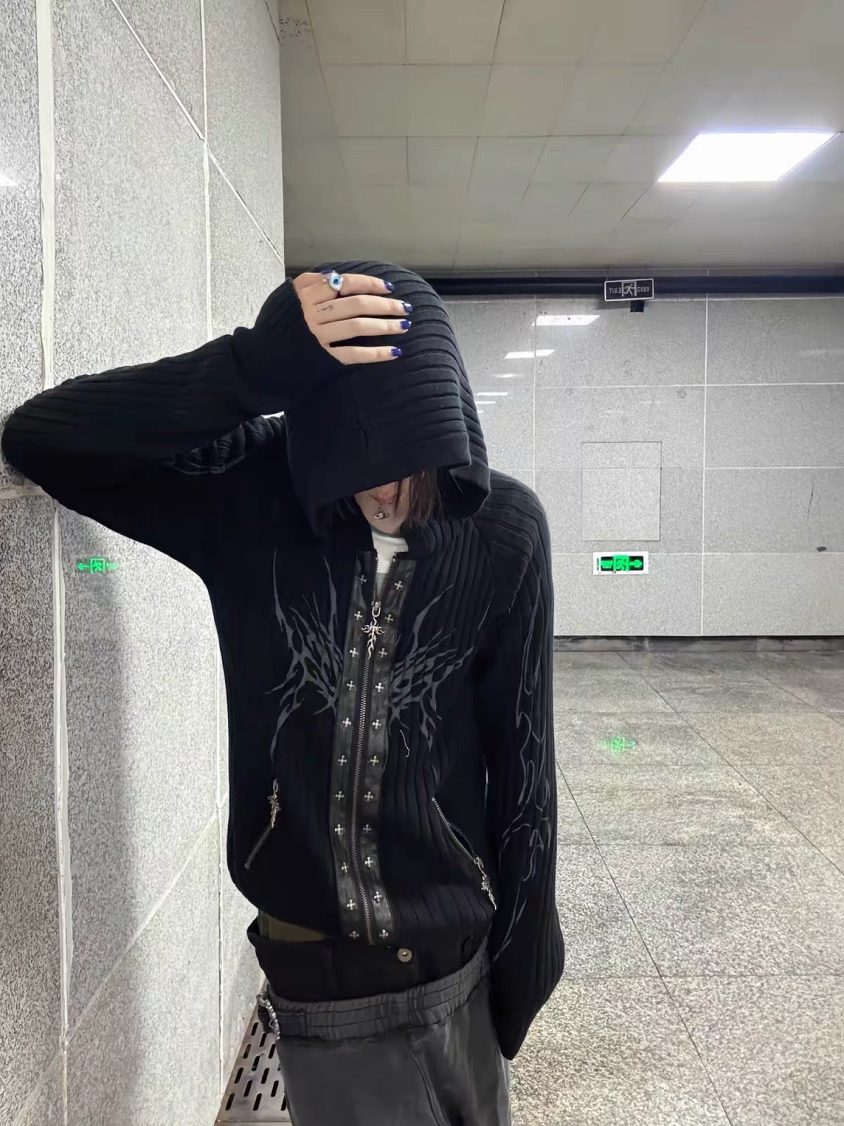 TRIBAL WING RIBBED HOODIE