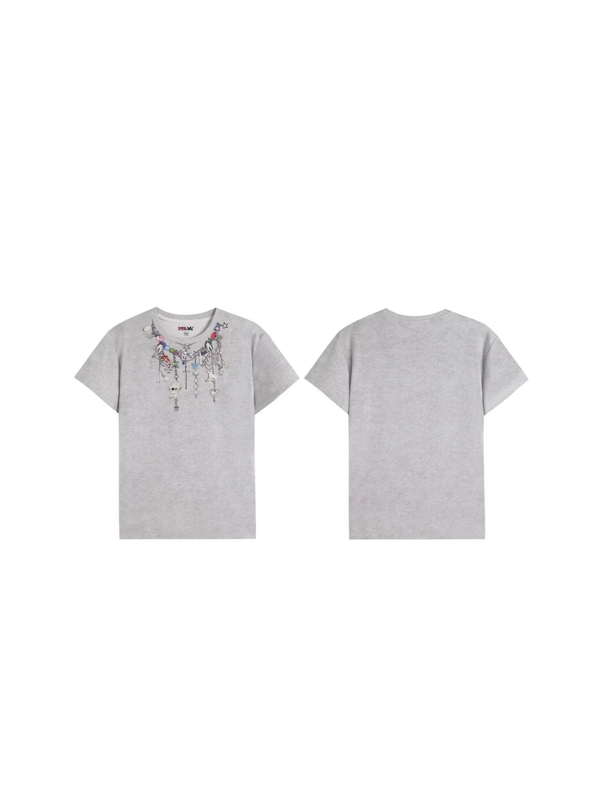 Y2K CARTOON CHAIN PRINT T-SHIRT