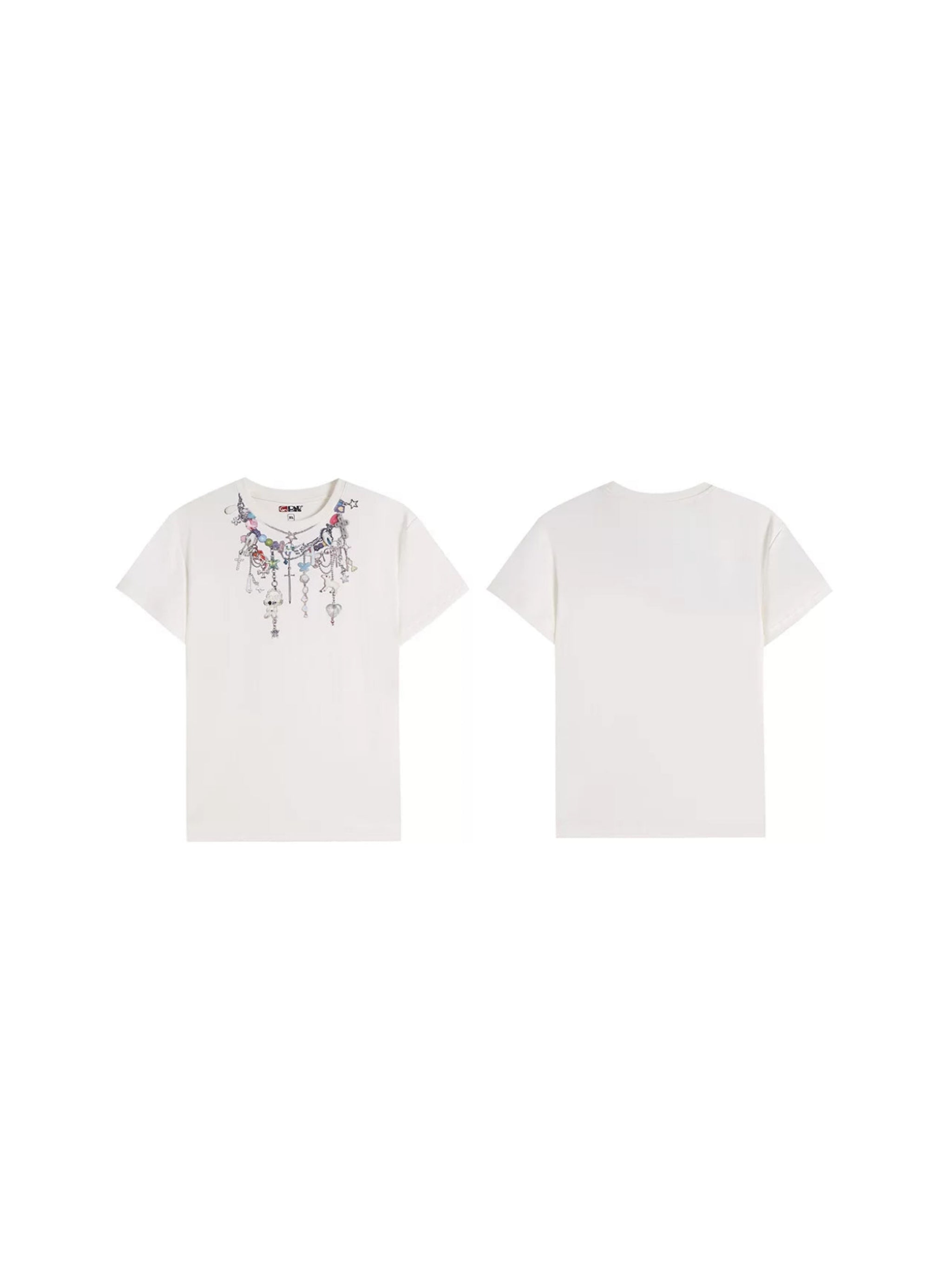 Y2K CARTOON CHAIN PRINT T-SHIRT