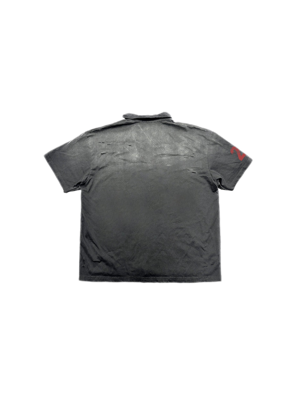 DISTRESSED SPRAY PRINT POLO T-SHIRT